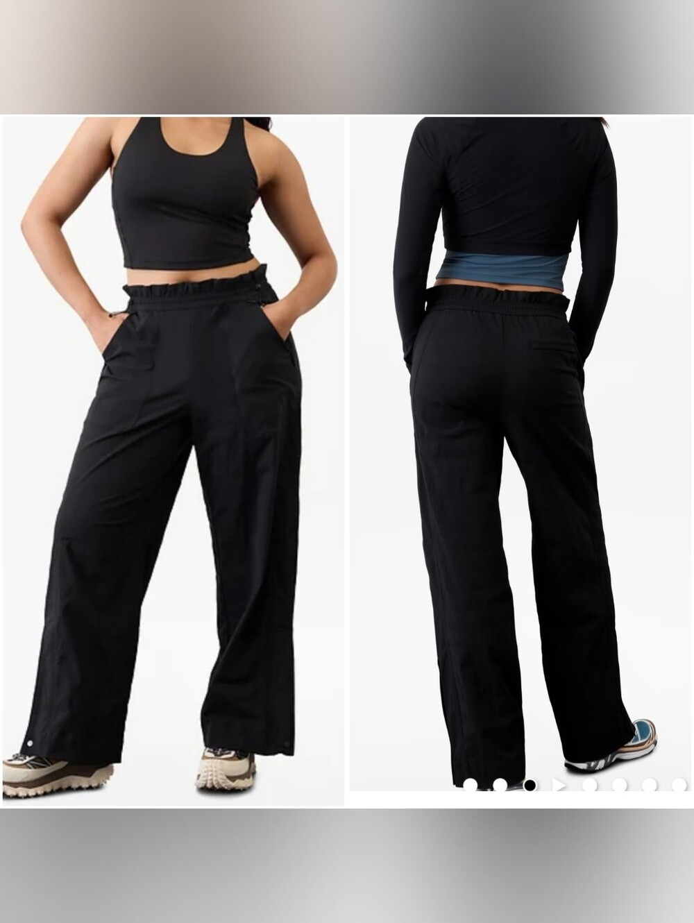 Athleta Trekkie Paper Bag Hiking Pants Black Size 6 Lightweight Ripstop 405927